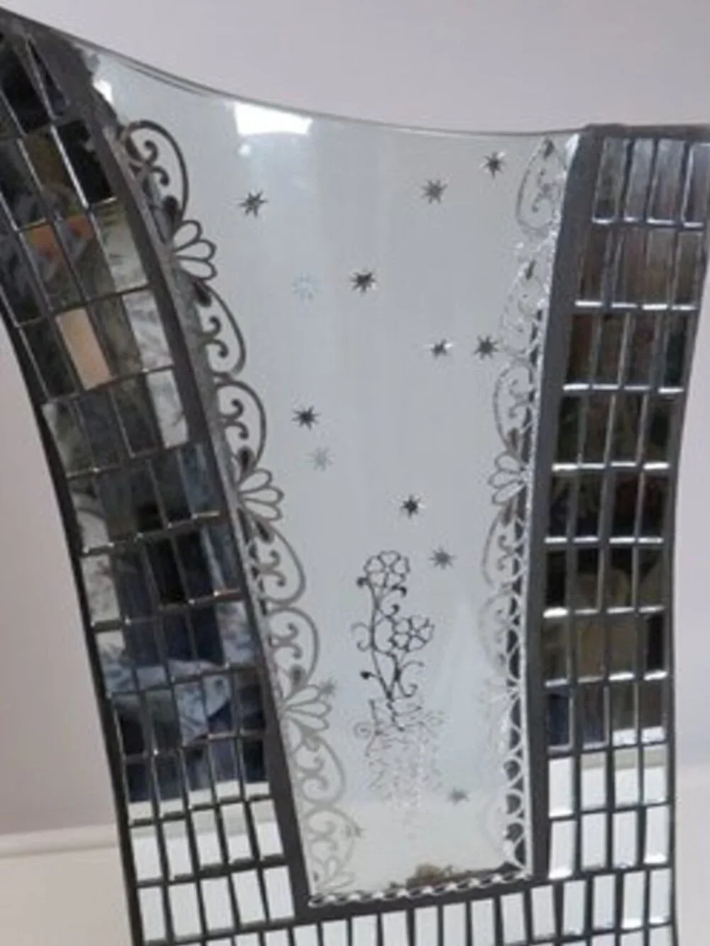 Modern Mosaic Mirrored A-Frame Vase Sculptural Art Statement Piece 16